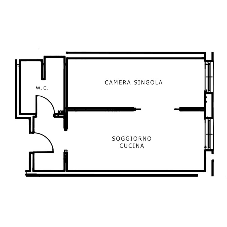 Planimetria della suite singola nella Foresteria Suite Copernico