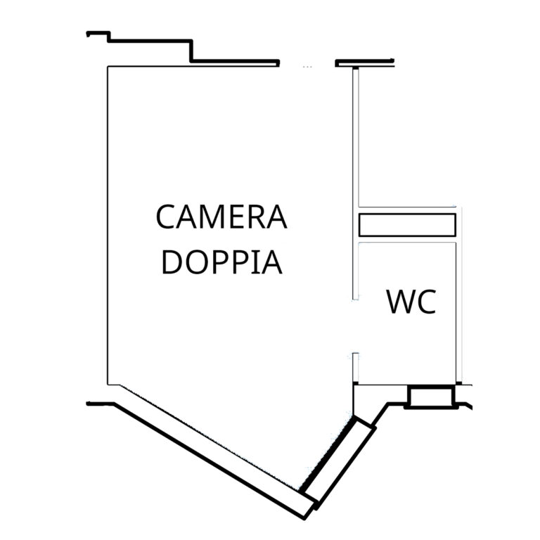 La planimetria di un alloggio della Residenza San Raffaele con camera da letto doppia e un bagno.